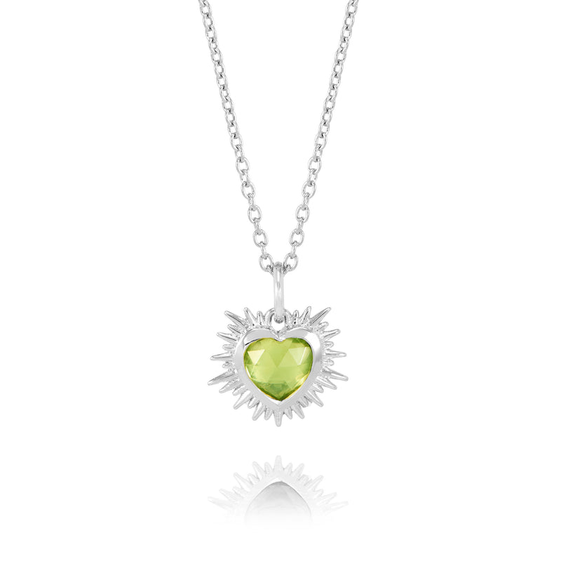 Electric Heart Mini Peridot Necklace - Silver - EGHN5PDS