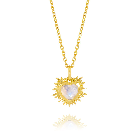 Electric Heart Mini Moonstone Necklace - Gold - EGHN5MSGP