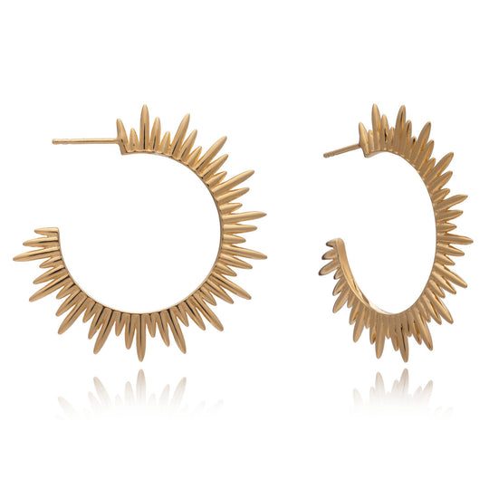 Electric Goddess Statement Hoop Earrings - Gold - SNE14GP