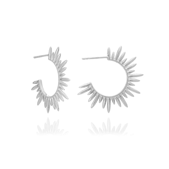Electric Goddess Medium Hoop Earrings - Silver - SNE27S