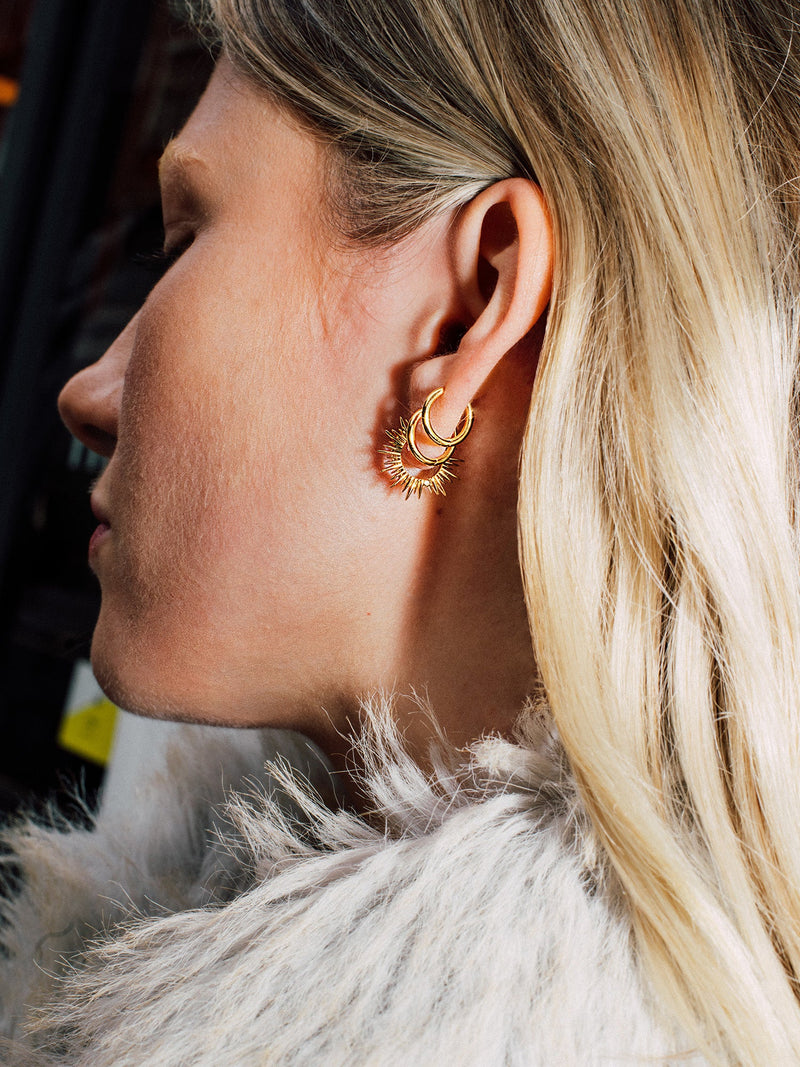 Electric Goddess Huggie Hoop Earrings - Gold - EGE8GP