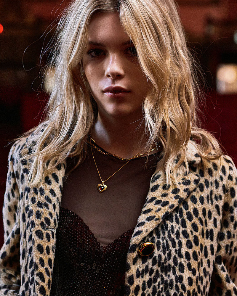 Electric Love Garnet Heart Necklace - Gold - EGHN4GP