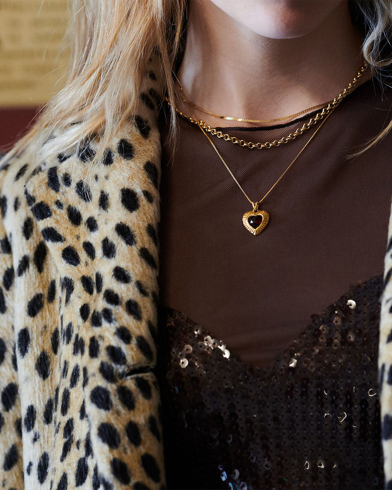 Electric Love Garnet Heart Necklace - Gold - EGHN4GP