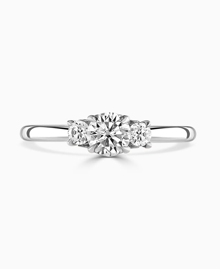Cherry Blossom Platinum Round Brilliant Cut Three Stone Diamond Ring - 0.66ct
