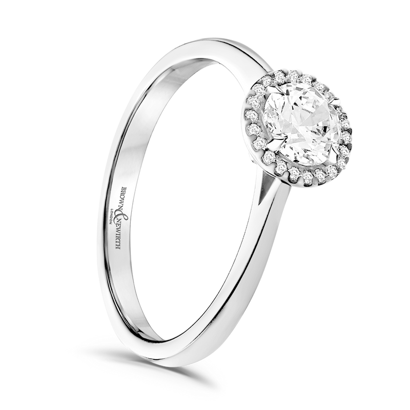 Platinum Round Brilliant Cut Diamond Halo Engagement Ring - 0.41ct