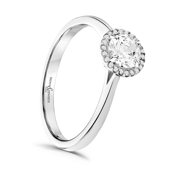 Platinum Round Brilliant Cut Diamond Halo Engagement Ring - 0.41ct