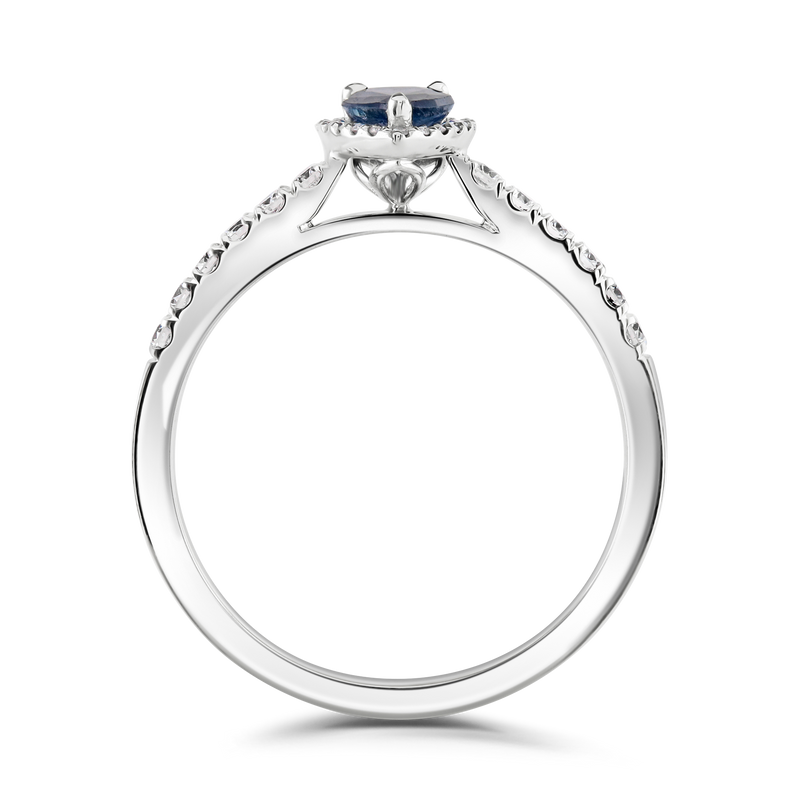 18ct White Gold Pear Cut Sapphire & Diamond Ring