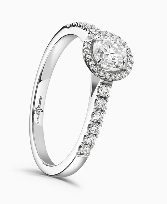 Platinum Round Brilliant Cut Diamond Halo Engagement Ring - 0.57ct