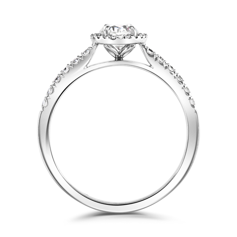 Platinum Round Brilliant Cut Diamond Halo Engagement Ring - 0.72ct