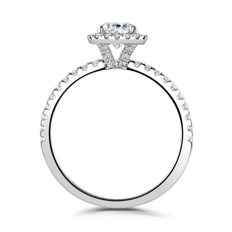 Platinum Round Brilliant Diamond Halo Engagement Ring - 1.04ct