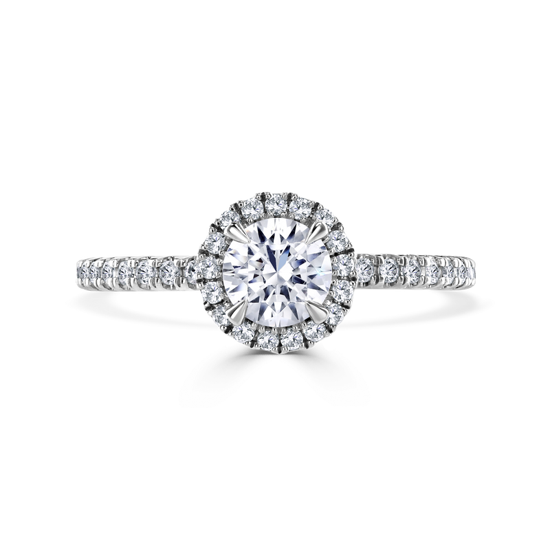 Platinum Round Brilliant Diamond Halo Engagement Ring - 1.04ct