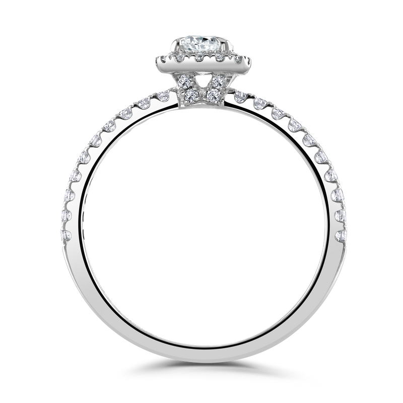 Platinum Round Brilliant Diamond Halo Engagement Ring - 0.63ct