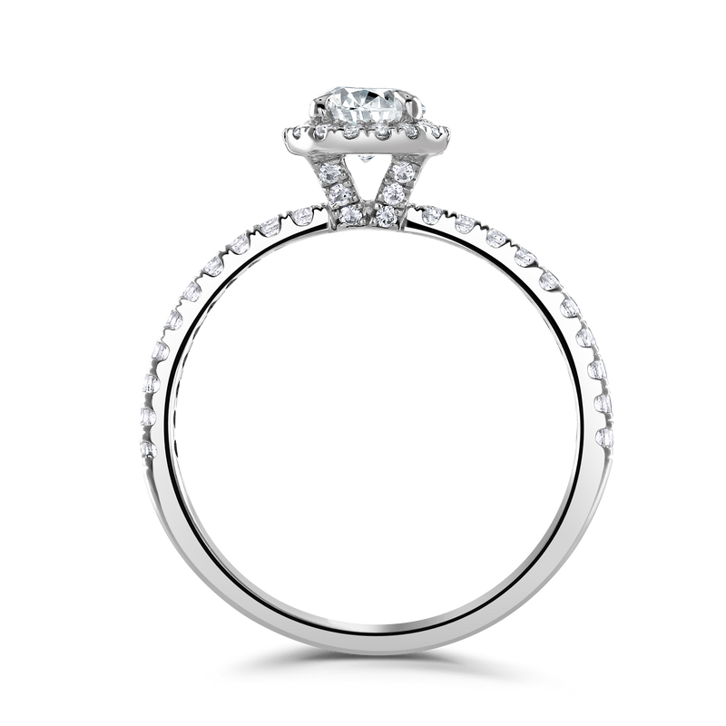 Platinum Round Brilliant Cut Diamond Halo Engagement Ring - 0.83ct