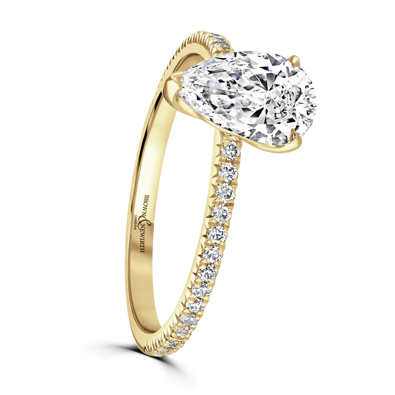 18ct Yellow Gold Pear Shape Laboratory Grown Diamond Engagement Ring - 1.51ct