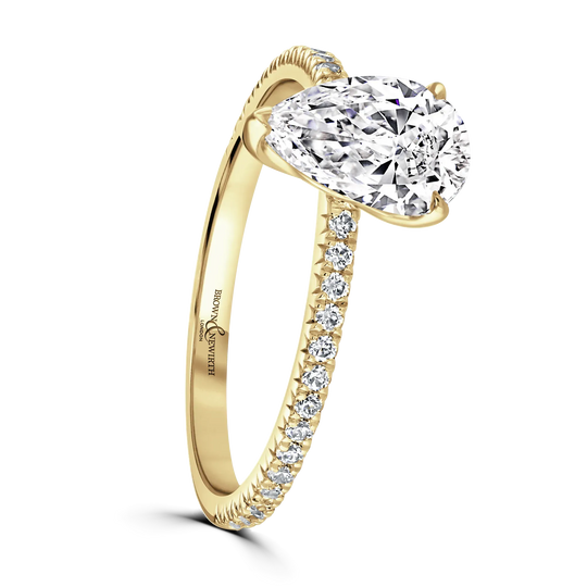 18ct Yellow Gold Pear Shape Laboratory Grown Diamond Engagement Ring - 1.51ct