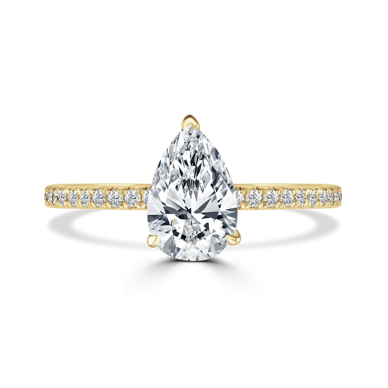 18ct Yellow Gold Pear Shape Laboratory Grown Diamond Engagement Ring - 1.51ct