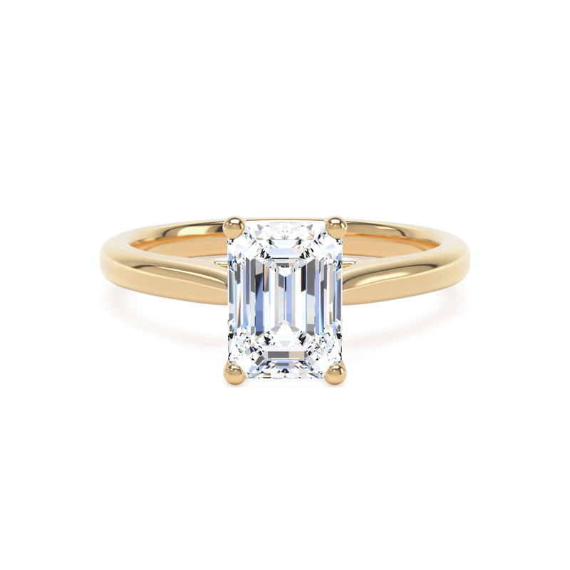 18ct Yellow Gold Emerald Cut Laboratory Grown Diamond Engagement Ring - 1.55ct