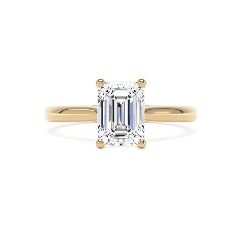 18ct Yellow Gold Emerald Cut Laboratory Grown Diamond Engagement Ring - 1.55ct