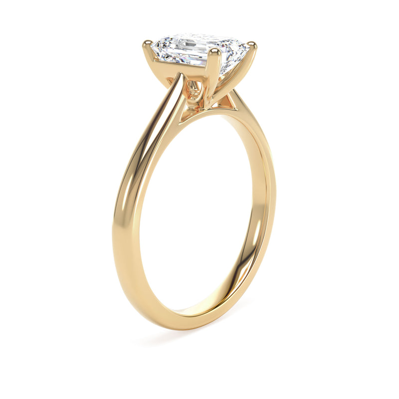 18ct Yellow Gold Emerald Cut Laboratory Grown Diamond Engagement Ring - 1.55ct