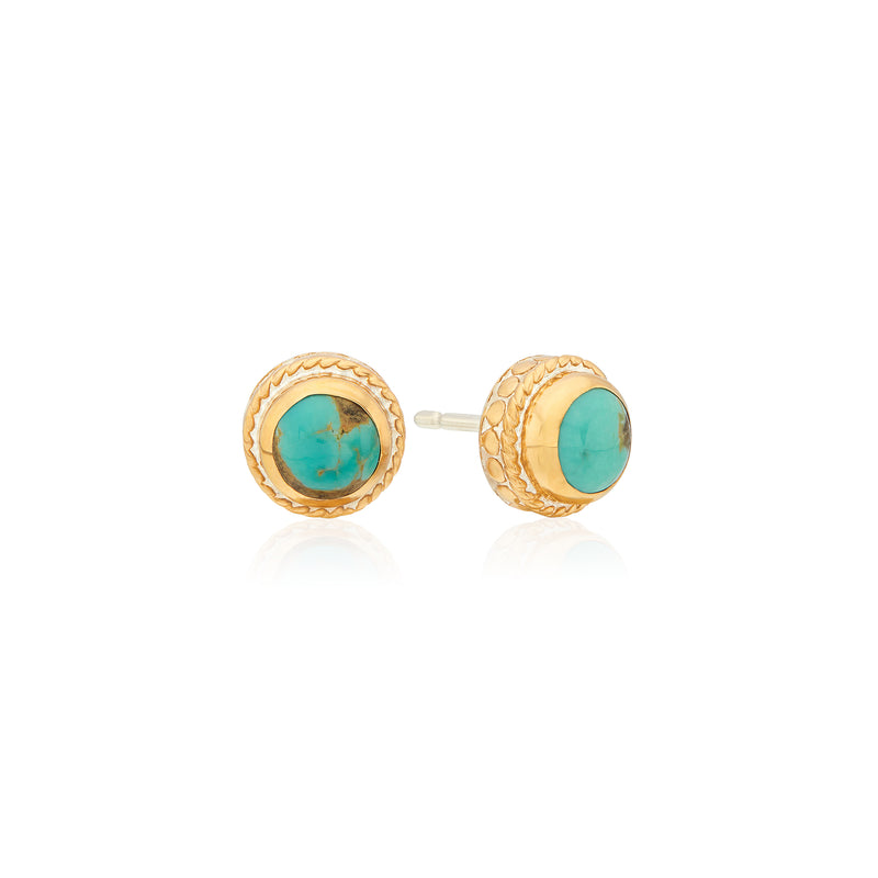 Small Turquoise Stud Earrings - Gold - ER10305-GTQ