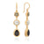 Hypersthene, Pyrite, and Pearl Triple Drop Earrings - Gold - ER10527-GHYPL