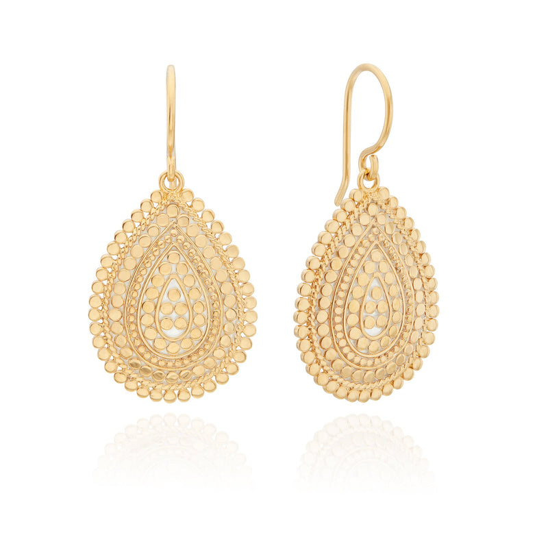 Medium Scalloped Drop Earrings - Gold - ER10528-GPL