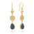 Dumortierite and Pearl Triple Drop Earrings - Gold - ER10628-GDD