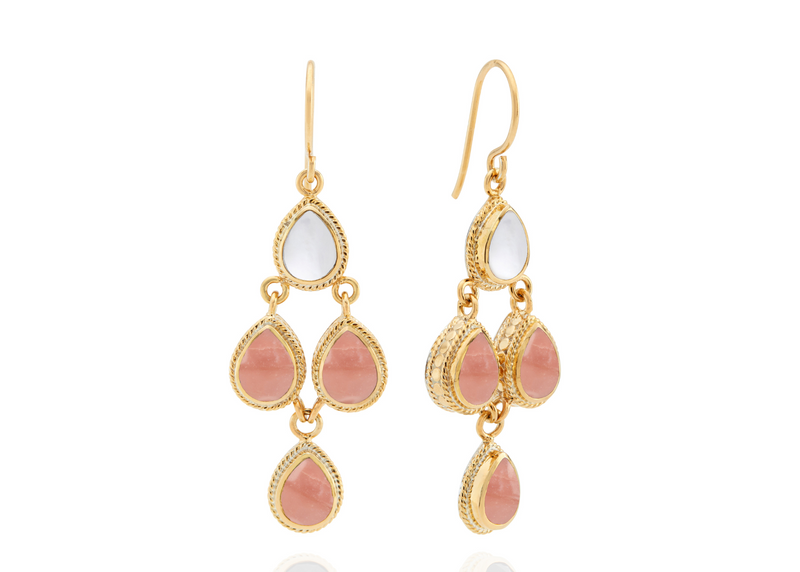 Antigua Chandelier Earrings - Gold/Pink Opal - ER10671-GPOMP