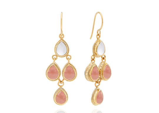 Antigua Chandelier Earrings - Gold/Pink Opal - ER10671-GPOMP