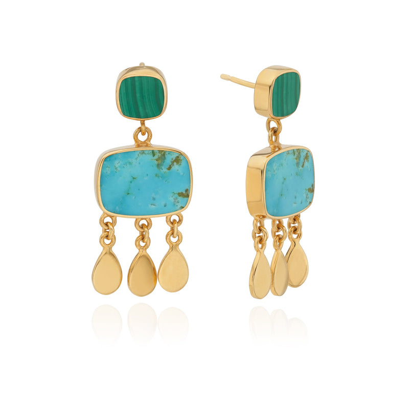Turquoise Atitlán Drop Earrings - Gold - ER10672-GMLTQ