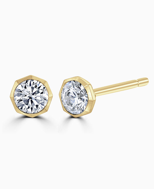 Round Brilliant Laboratory Grown Diamond Solitaire Stud Earrings - 9ct Yellow Gold - 0.50ct