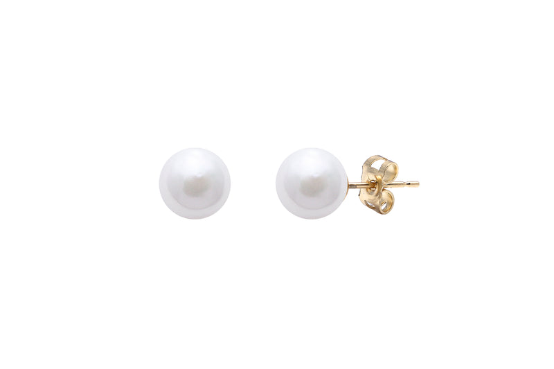 Akoya Pearl Stud Earrings, 5.5-6mm - Gold - ESCP18YG5.5W