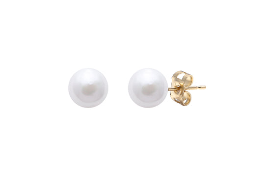 Akoya Pearl Stud Earrings, 6.5-7mm - 18ct Yellow Gold - ESCP18YG6.5W