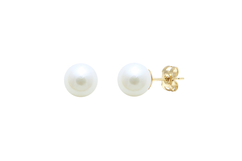 Akoya Pearl Stud Earrings, 7-7.5mm - 18ct Yellow Gold - ESCP18YG7W
