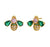 Beatrice Jewelled Bee Stud Earrings - Blush Pink, Emerald Green & Gold - AS22FFE01