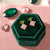 Esme Statement Rose/Emerald Stud Earrings - Gold - AS22TRE09