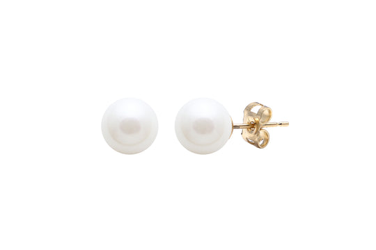 Freshwater Pearl Stud Earrings, 6.5-7mm - 9ct Yellow Gold - ESRWYG6.5