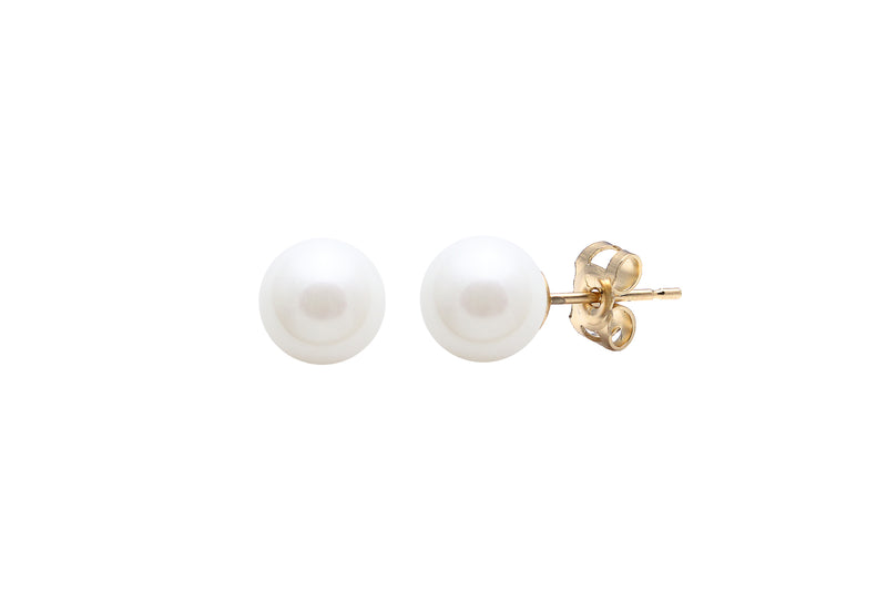 Freshwater Pearl Stud Earrings, 6-6.5mm - 9ct Yellow Gold - ESRWYG6