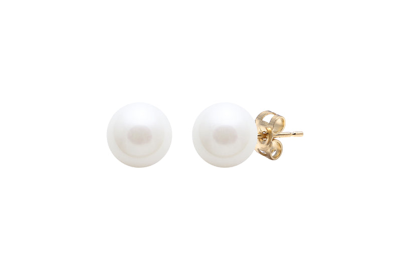 Freshwater Pearl Stud Earrings, 7-7.5mm - 9ct Yellow Gold - ESRWYG7