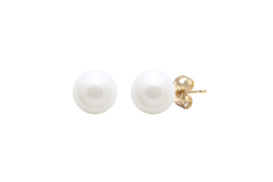 Freshwater Pearl Stud Earrings, 7-7.5mm - 9ct Yellow Gold - ESRWYG7
