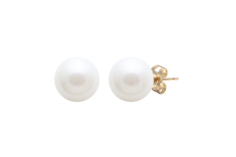 Freshwater Pearl Stud Earrings, 8-8.5mm - 9ct Yellow Gold - ESRWYG8