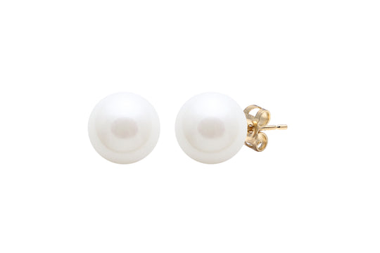 Freshwater Pearl Stud Earrings, 8-8.5mm - 9ct Yellow Gold - ESRWYG8