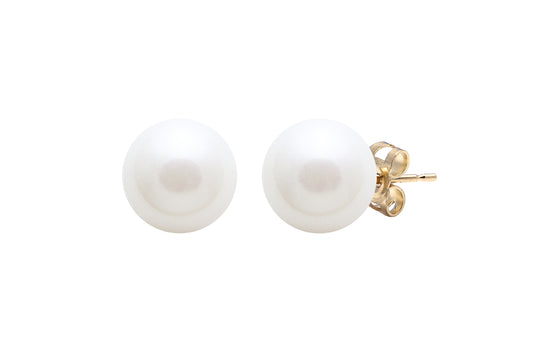 Freshwater Pearl Stud Earrings, 9-9.5mm - 9ct Yellow Gold - ESRWYG9