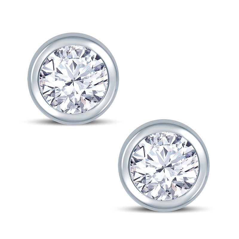 Round Dew Drop Diamond Stud Earrings, 0.30ct - 18ct White Gold - EZ1030S7W18