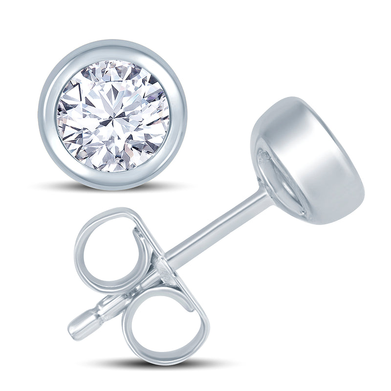 Round Dew Drop Diamond Stud Earrings, 0.30ct - 18ct White Gold - EZ1030S7W18