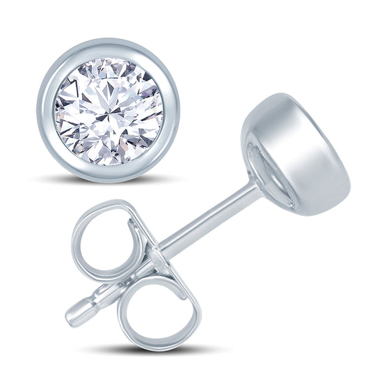 Round Dew Drop Diamond Stud Earrings, 0.50ct - 18ct White Gold - EZ1050S7W18