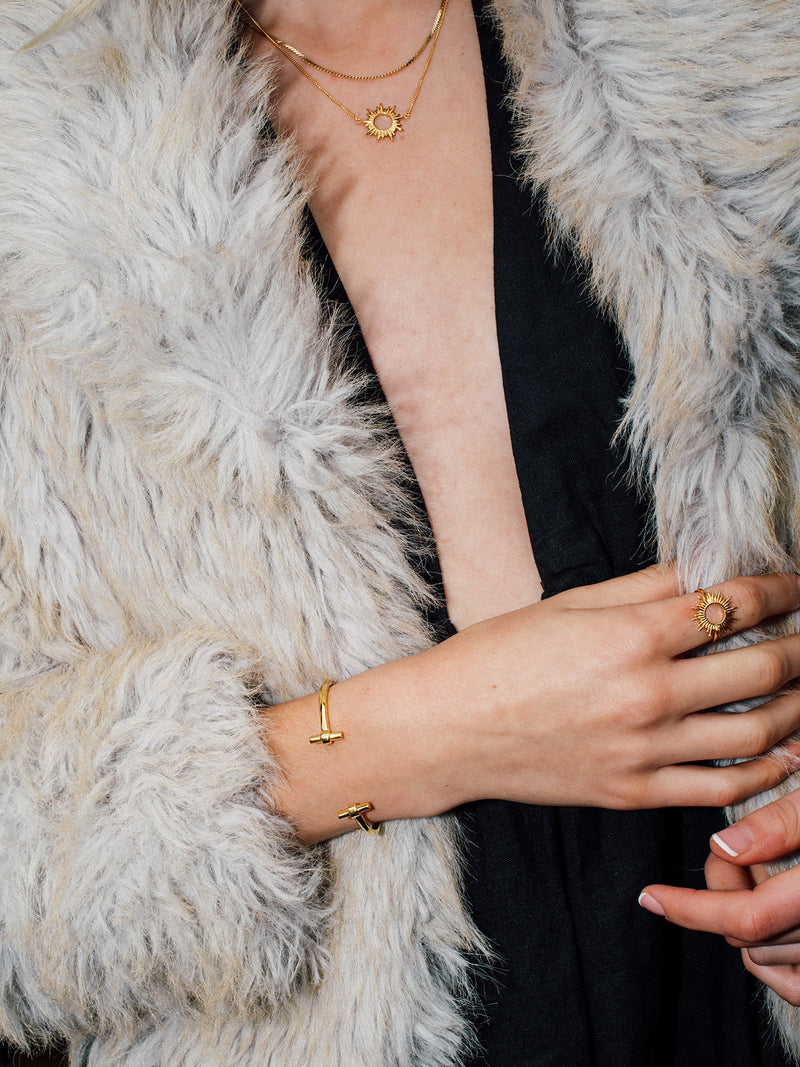 Adjustable Size T-Bar Bangle - Gold - TBB3GP