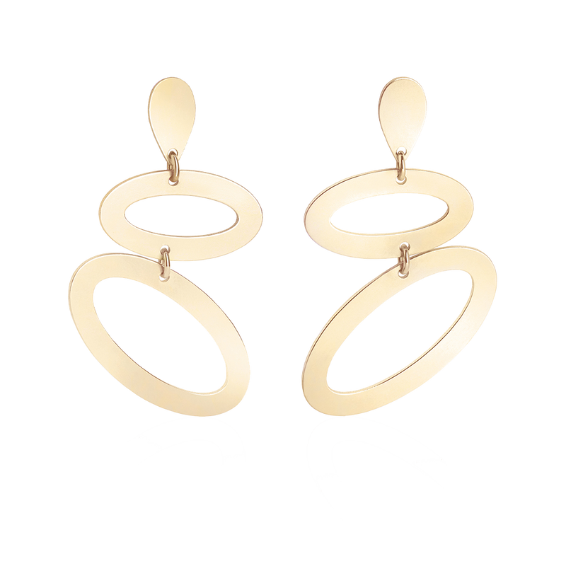 Ellipses Single Earring, Right - Gold