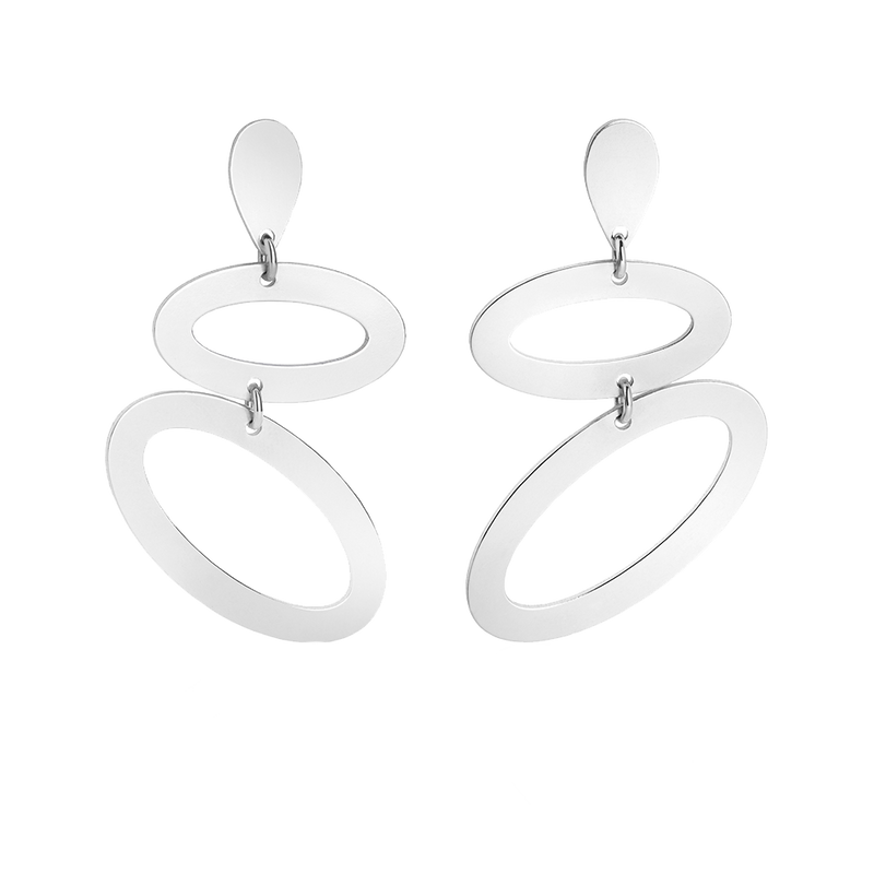 Ellipses Single Earring, Right - Silver