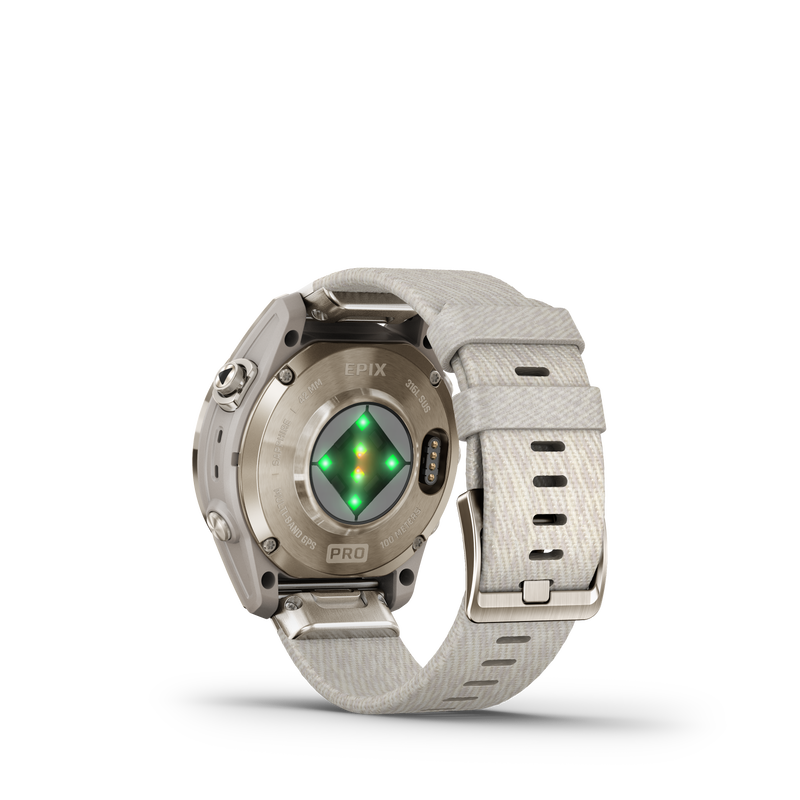 Epix Pro (Gen 2), Sapphire Edition, 42mm - Soft Gold with Cream Heathered Nylon Band - 010-02802-20